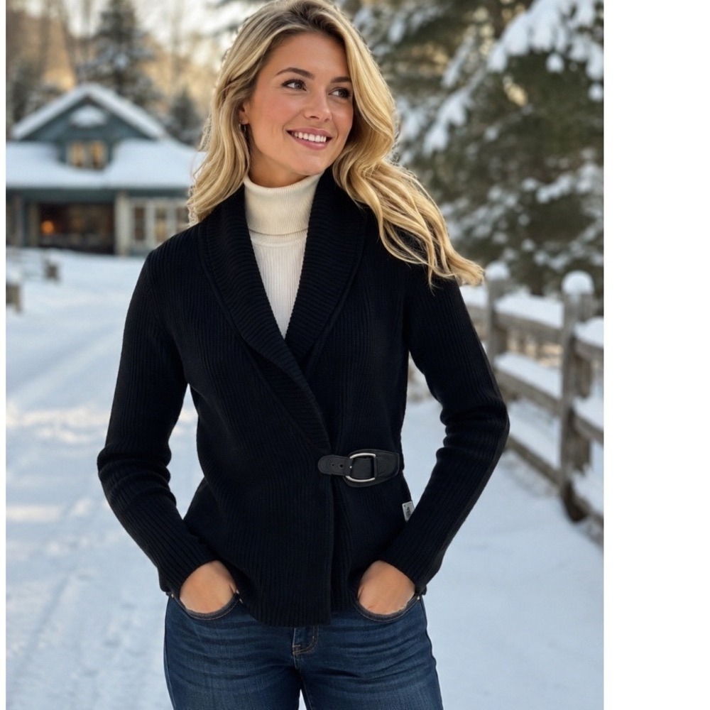 Ralph Lauren Cardigan Sweater Black Women Small cabin core